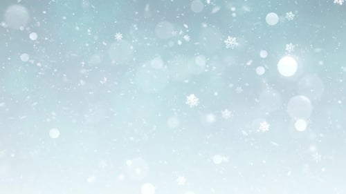 Animated Falling Snowflakes and Glowing Bokeh Winter Background
