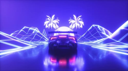 Sport Car Riding Synthwave Backdrop