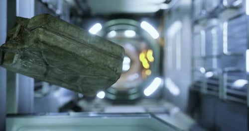 Gas Canister Floating in Zero Gravity on the Space Station