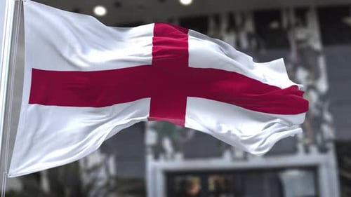 Realistic Waving England Flag Animation on Pole