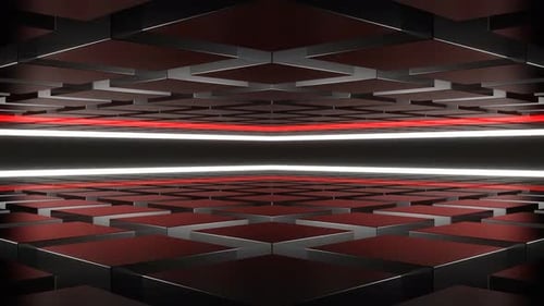 Roter und weißer kubischer Neon-Space-Hintergrund Vj Loop In 4K