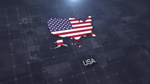 United States Geographic Map And Flag Animation