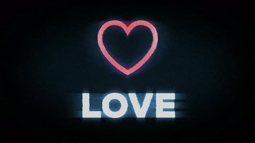 Glitch Effect Love Heart and Text Animation