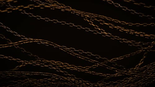 Animated Waving Golden Metal Chains Loop Background