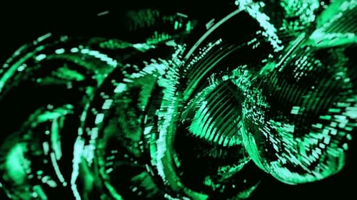 Abstract Green Digital Swirling Energy Particles Light Data Flow Technology