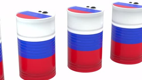 Russian Oil Barrels Diagonal Angle White Background
