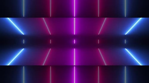 Abstract Neon Light Grid Tunnel Loop Background