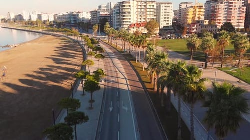 Attractive Spring Cityscape of Vlore Seashore Captivating Sunset Sescape of Adriatic Sea