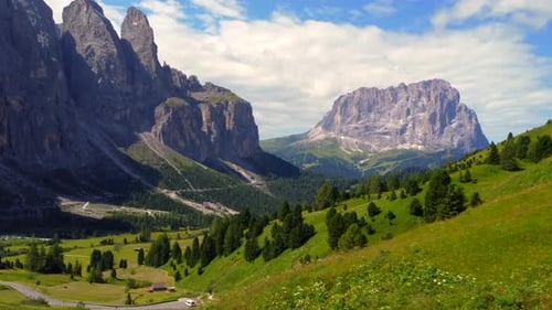 Breathtaking Panorama of Gardena Pass Illuminating the Dolomites in Summer