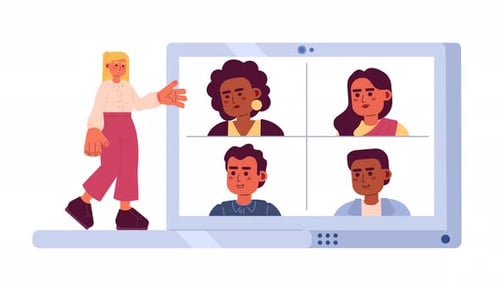 Modern Animated Online Meeting with Diverse Team