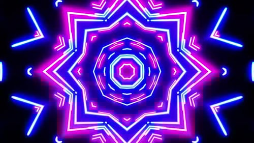 Abstract Neon Kaleidoscope Loop Background