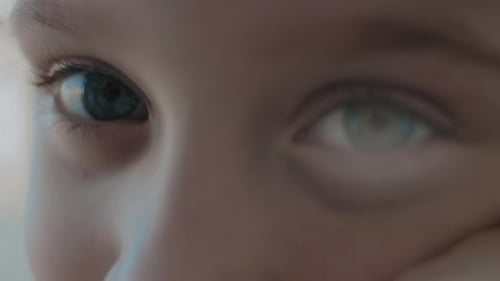 Closeup Shot of Blue Eyed Attractive Lovely Healthy Glad Cheerful Blonde Girl Enjoying Good Mood