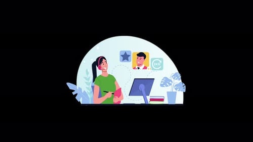 Animated Flat Design Illustration of Customer Support Service