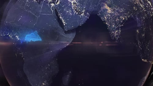 Pixel Art Earth Night Space Rotate and Zoom Shining Country Central African Republic