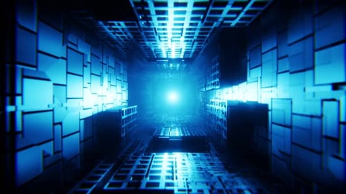 Abstract futuristic science fiction background, looped. Technology tunnel