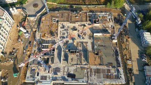 Aerial View of Active Building Construction Site
