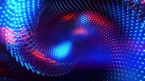 Dynamic Futuristic Grid Tunnel with Glowing Neon Lights