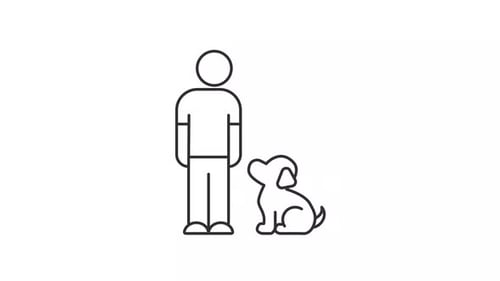 Animated man with dog line icon