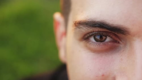 Closeup of a Half Face Attractive Arabian Young Man Face and Eye