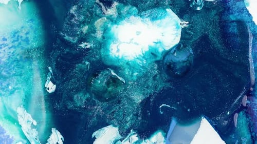 sea inspired, green blue color ocean ink dye visual, gush spreading