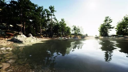 Stunning Mountain Vista with a Tranquil Lake and Towering Pines