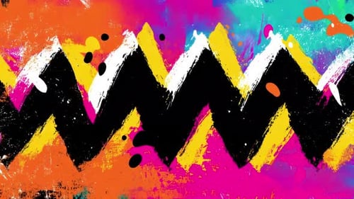 Fondo caótico de neón en zigzag, pintado a mano, arte callejero, Motion Loop (4K)