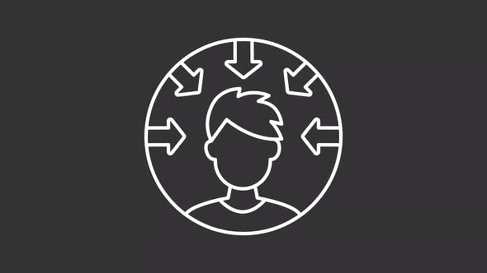 Person's Head with Inward Arrows Line Icon Animation, Elements Motion ...
