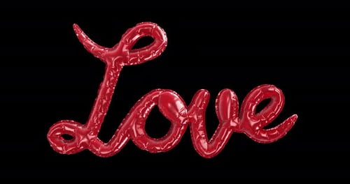 3D Red Balloon Love Text Animation Loop