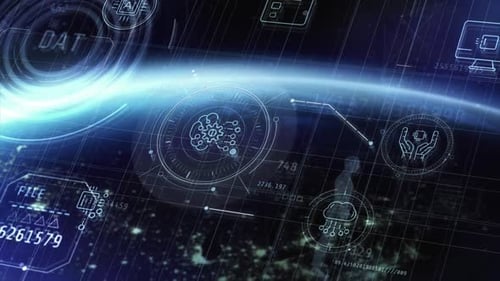 Futuristic Artificial Intelligence Processing Data in a Virtual Cyberspace