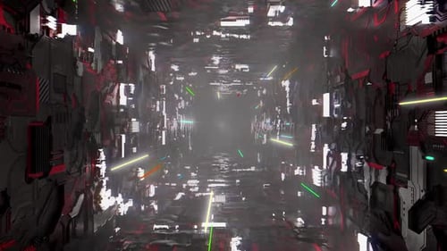 Cyberpunk Technology Tunnel Loop Animation Colorful Laser Lights