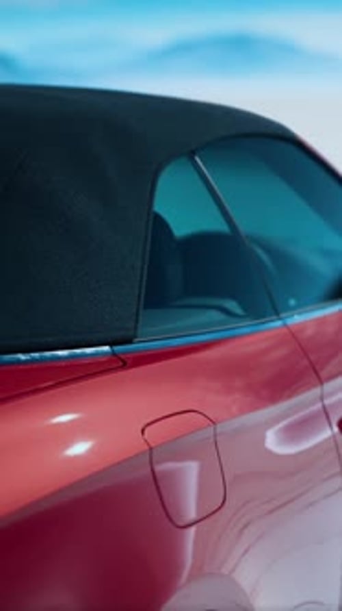 Red Sport Car on the Salt Lake