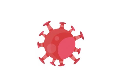 Animated Red Virus Cell Rotating Illustration
