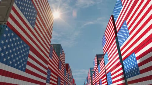 USA export cargo containers in row endless