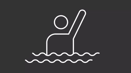 Animated Line Icon of Person Waving in Water