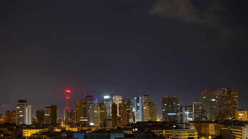 Barcelona City Timelpase Skyline Mediterranean