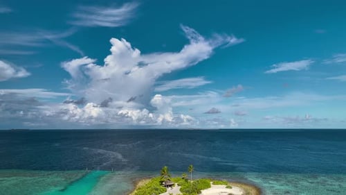Aerial view of Maldives archipelagos.