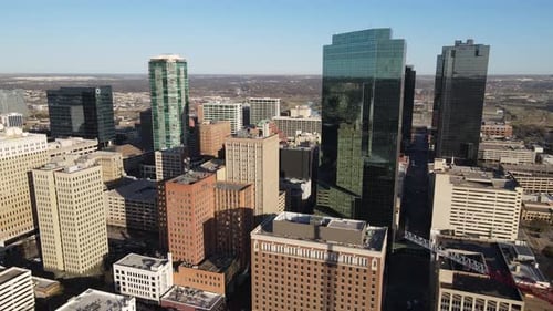 Drone video of downtown Fort Worth. Trinity river and Fort Worth views.