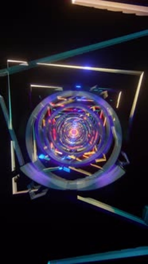 Vídeo vertical de fundo de luz intermitente de discoteca de néon giratório