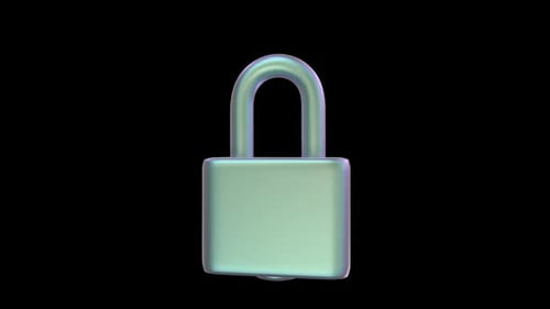 Lock Icon Iridescent social media aesthetics on a transparent alpha