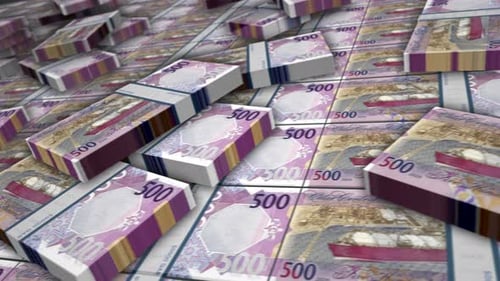 Qatar Riyal money banknote pack loop