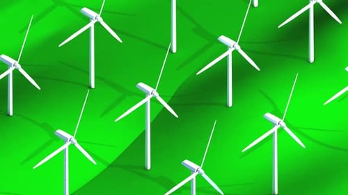 Luftaufnahme von Windturbinen auf grüner Landschaft
