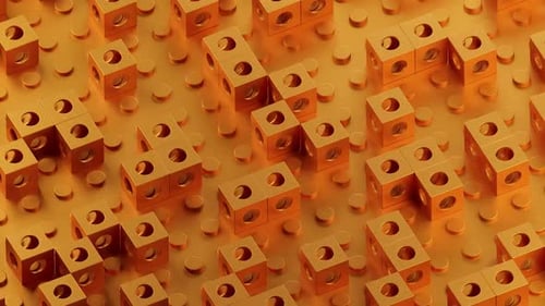 Dynamic golden cubes and circles morphing in abstract animation