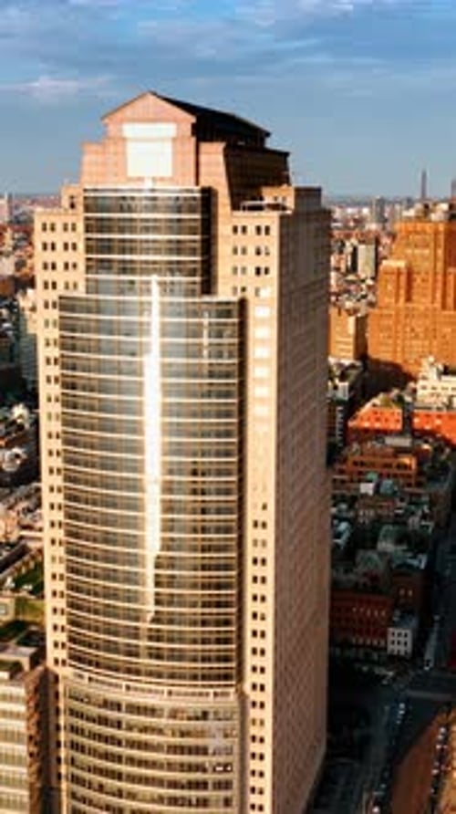 Wonderful sunlit cityscape of New York in the morning.