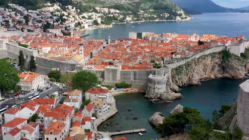 Fort Lovrijenac of Dubrovnik city of Croatia. Lovrijenac fortress, over the West Harbour. Dubrovnik