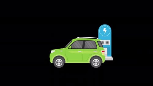 An Electric Car Collects Energy Alpha Channel 4K