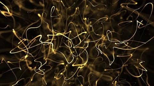 Abstract Golden Flowing Lines Particles Background Animation