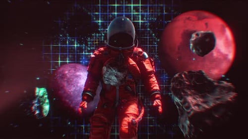 Futuristic Astronaut Glitch Opener in Deep Space