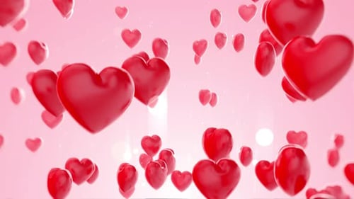 Animated Flying Red Hearts Background for Romantic Celebrations