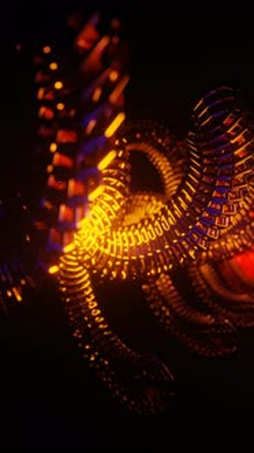 Vertical Video of Immersive Neon Light Waves in a Futuristic Seamless Loop