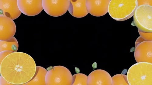 Animated Realistic Orange Fruit and Slice Frame